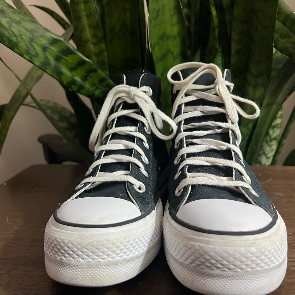 Converse Black High-Tops Platforms
